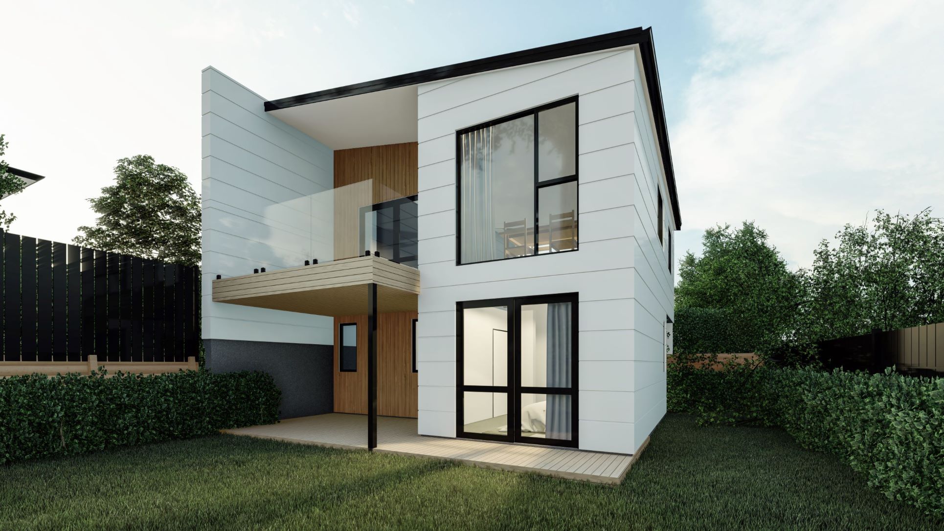 Spacious bedroom with modern furniture