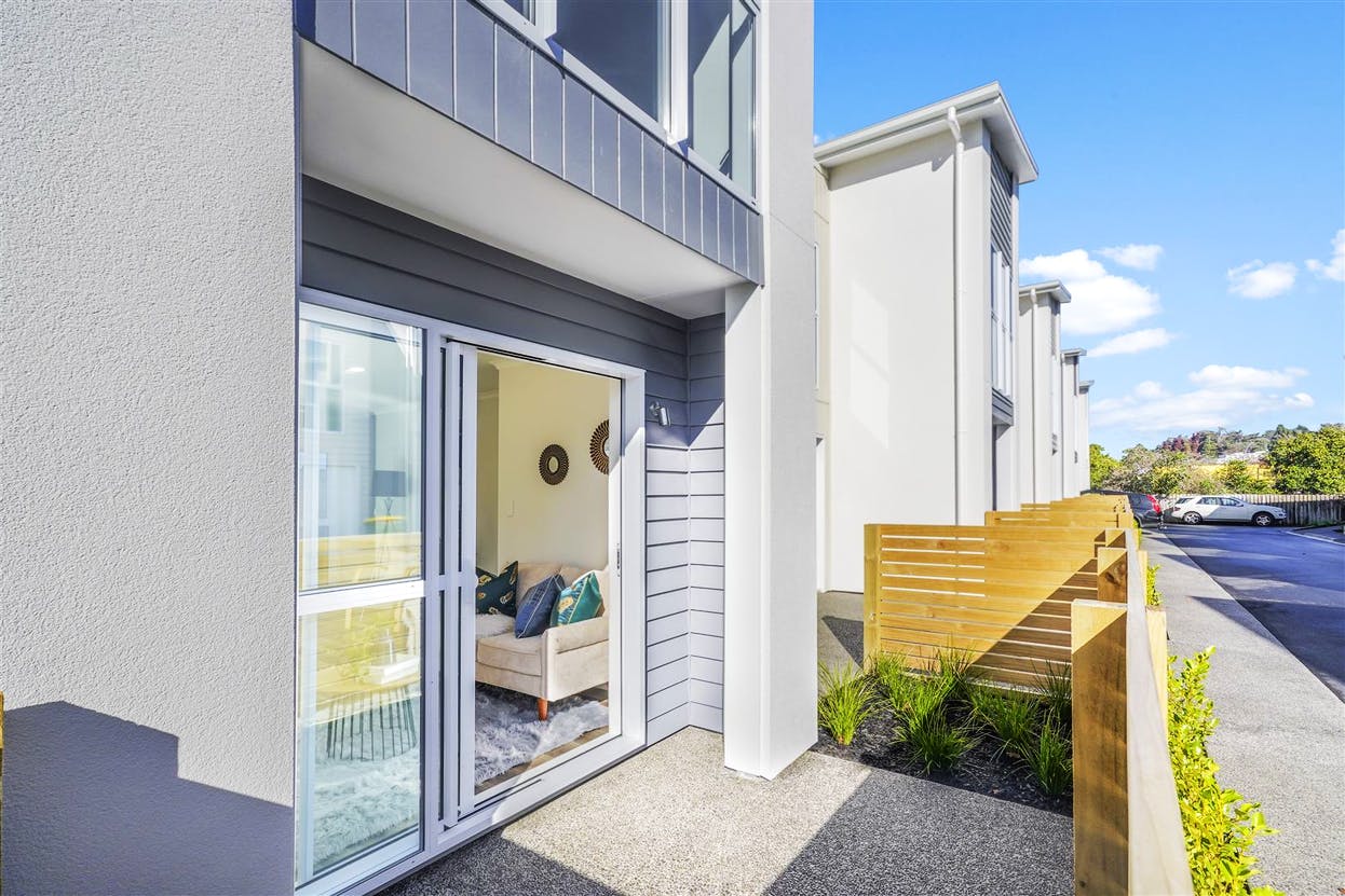 Spacious bedroom with modern furniture